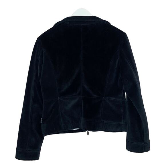 Y2K Rare Mudd Jacket Black Super Soft Velvet inside baby blue Zip Up Size Medium - Picture 6 of 10